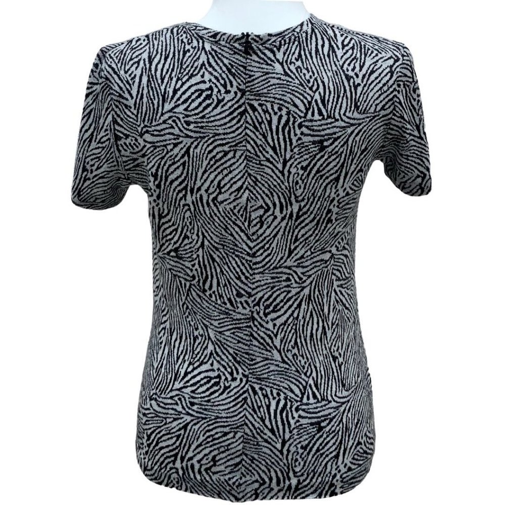 CLUB MONACO Zebra Print Top Black White Knit - Picture 4 of 10